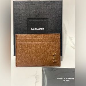 ****SOLD****SAINT LAURENT TINY CASSANDRE CREDIT CARD CASE IN GRAINED LEATHER